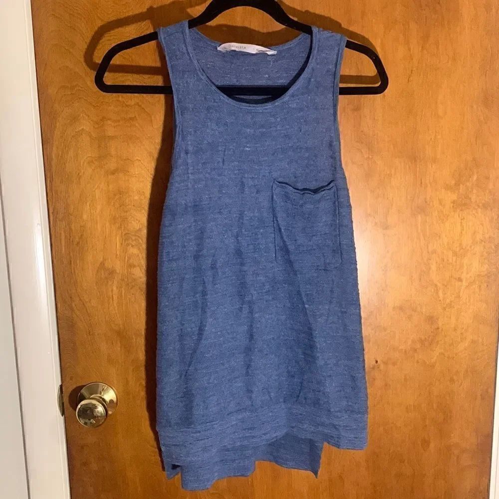 Athleta GUC blue knit one pocket tank top Size Small